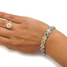 13.42 Carat, Fancy Intense Color Diamond Collage Halo Bracelet, Mix