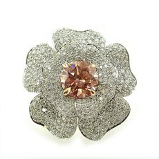 3.21 Carat, Fancy Light Pinkish Brown Flower Ring