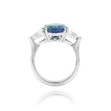 5.68 Carat, Oval Tanzanite and Triangle Diamond Ring