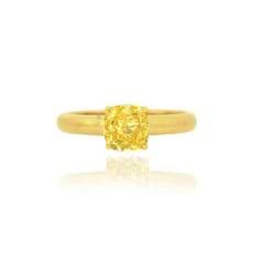 Solitär-Verlobungsring aus Gelbgold mit gelbem Diamanten in Kissenform