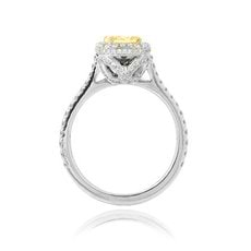 Fancy Yellow Diamond Cushion Cut Ring