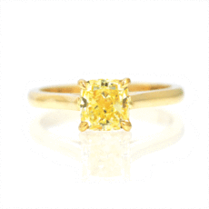 Solitär-Verlobungsring aus Gelbgold mit gelbem Diamanten in Radiantform