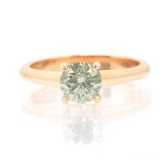 rose gold round shape green diamond classic solitaire engagement ring