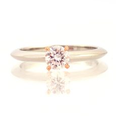 Round shape Pink diamond white gold solitaire diamond engagement ring