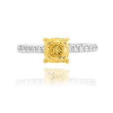 yellow diamond solitaire pave engagement ring