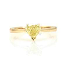 yellow gold heart shape yellow diamond solitaire engagement ring
