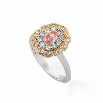 Fancy Intense Pink Oval Diamond Halo Ring, SKU 101818 (0.84Ct TW)