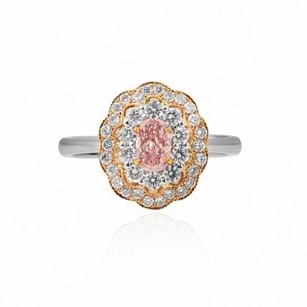 Fancy Intense Pink Oval Diamond Halo Ring, SKU 101818 (0.84Ct TW)