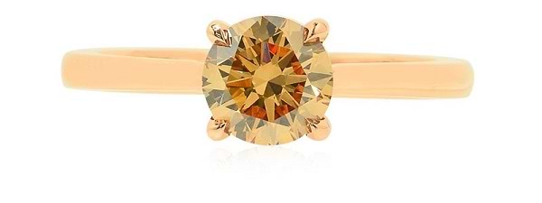 1.00Ct Fancy Brownish Yellow Solitaire Diamond Ring