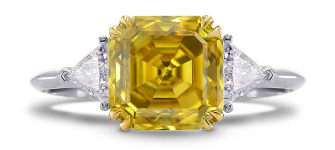 Fancy Deep Yellow Asscher Cut Diamond Ring (3.75Ct TW)