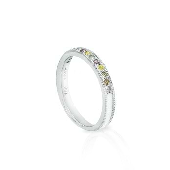 Lilies Collection- Multicolor Diamond Milgrain Band Ring