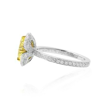 Fancy Intense Yellow Round Diamond Floral Halo Ring