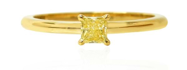 Fancy Intense Yellow Princess Diamond Solitaire Ring