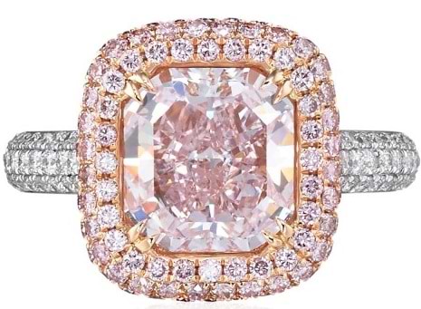 Pink diamond ring in 18k white and rose gold
