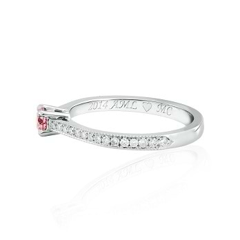 Fancy Intense Purplish Pink Round diamond and side stones ring