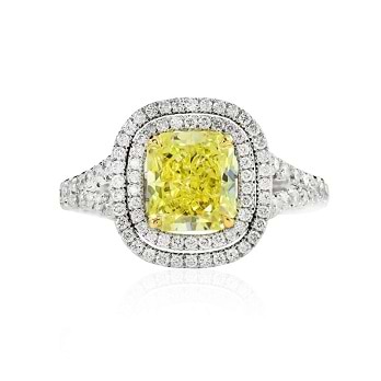 Radiant Fancy Vivid Yellow Halo Ring
