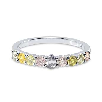 Fancy Gray-Violet Pear & Multicolored Diamond Ring, SKU 149366 (0.61Ct TW)