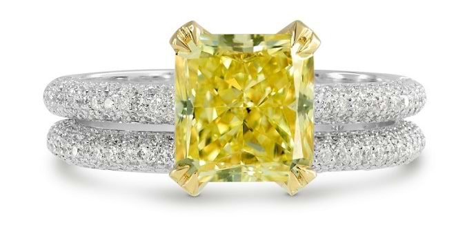 Fancy Intense Yellow Radiant Diamond Wedding Set (2.56Ct TW)