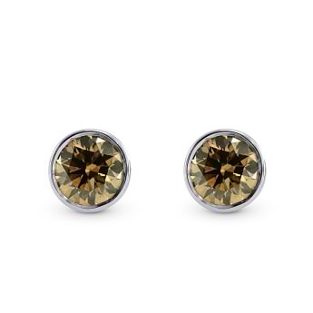 Fancy Deep Orange Brown Diamond Stud Earrings, SKU 173111 (0.55Ct TW)