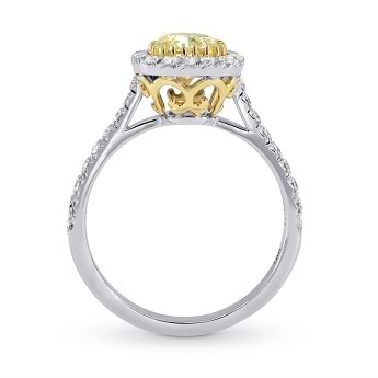 Fancy Yellow Cushion Diamond Halo Ring, SKU 174436 (1.79Ct TW)