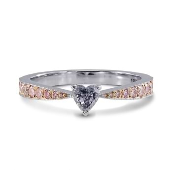 Fancy Blue Gray & Pink Heart Diamond Ring, SKU 176673 (0.45Ct TW)