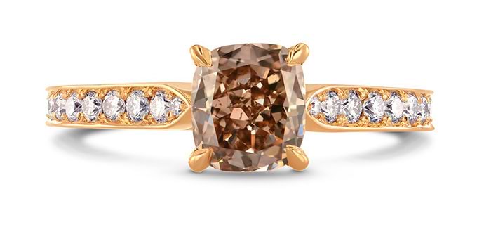 Fancy Brown Cushion & Pave Diamond Ring (1.60Ct TW)
