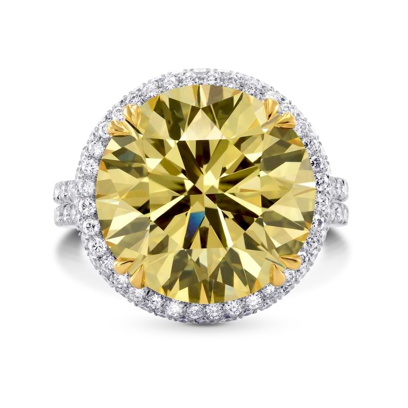 Extraordinary Fancy Brownish Yellow Round Diamond Halo Ring