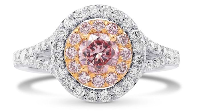Fancy Pink Round Diamond Halo Ring (1.36Ct TW)