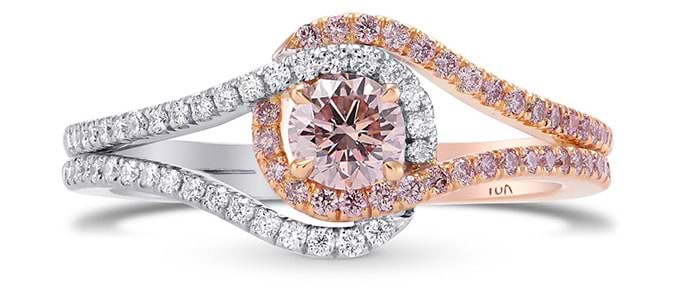 Argyle Fancy Light Orangy Pink Cushion Diamond Ring (0.51Ct TW)