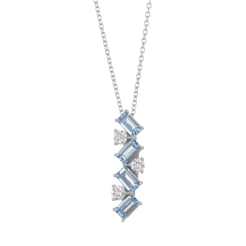 LEIBISH Aquamarine and Diamond Drop Pendant