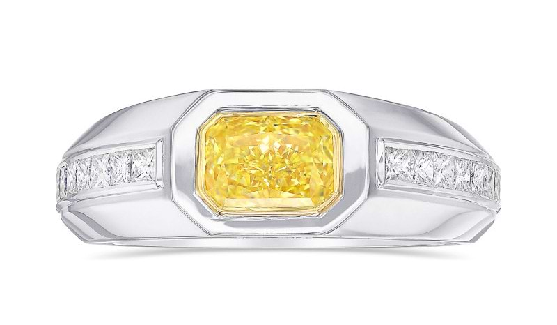 LEIBISH Fancy Yellow Radiant Diamond Men's Ring