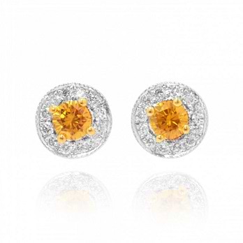 Fancy Vivid Brownish Yellowish Orange Diamond Earrings