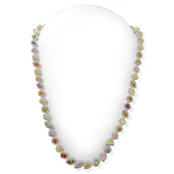 GIA Certified Multicolored Diamond Necklace, SKU 54189 (26.37Ct TW)