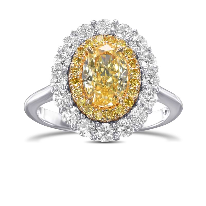 LEIBISH Fancy Intense Yellow Oval Double Halo Diamond Ring