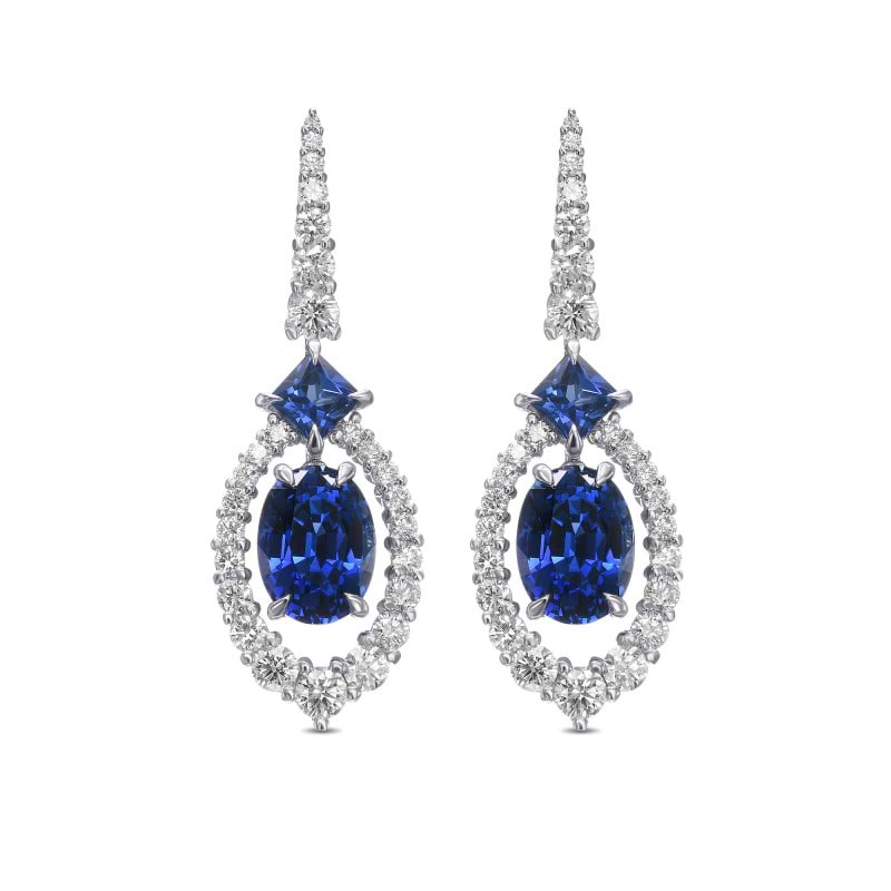 LEIBISH Royal Blue Sapphire and Diamond Drop Earrings