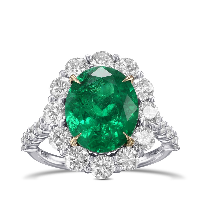 Oval Muzo Emerald and Diamond Halo Ring