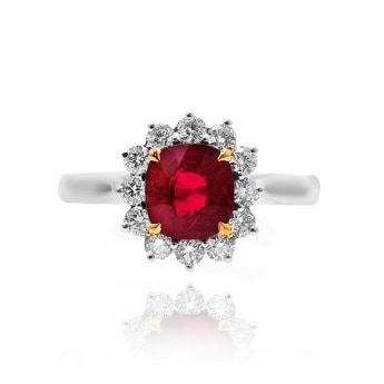 A Red Natural unheated Ruby and Diamond Ring, SKU 70382 (0.46Ct TW)