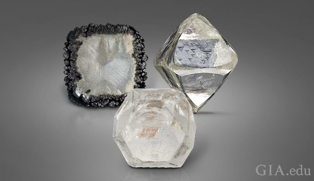 Lab and Natural diamond crystals