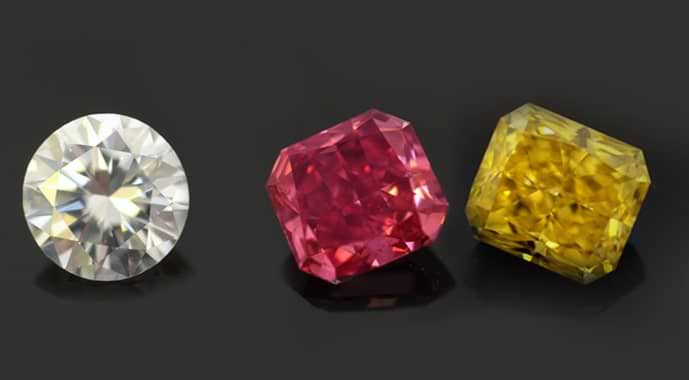 White, pink, and yellow diamonds
