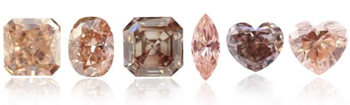 Fancy Pink Brown Diamonds: All with the very same color grading, yet all diamonds look completely different from one another