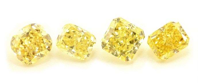Radiant and Cushion yellow diamonds