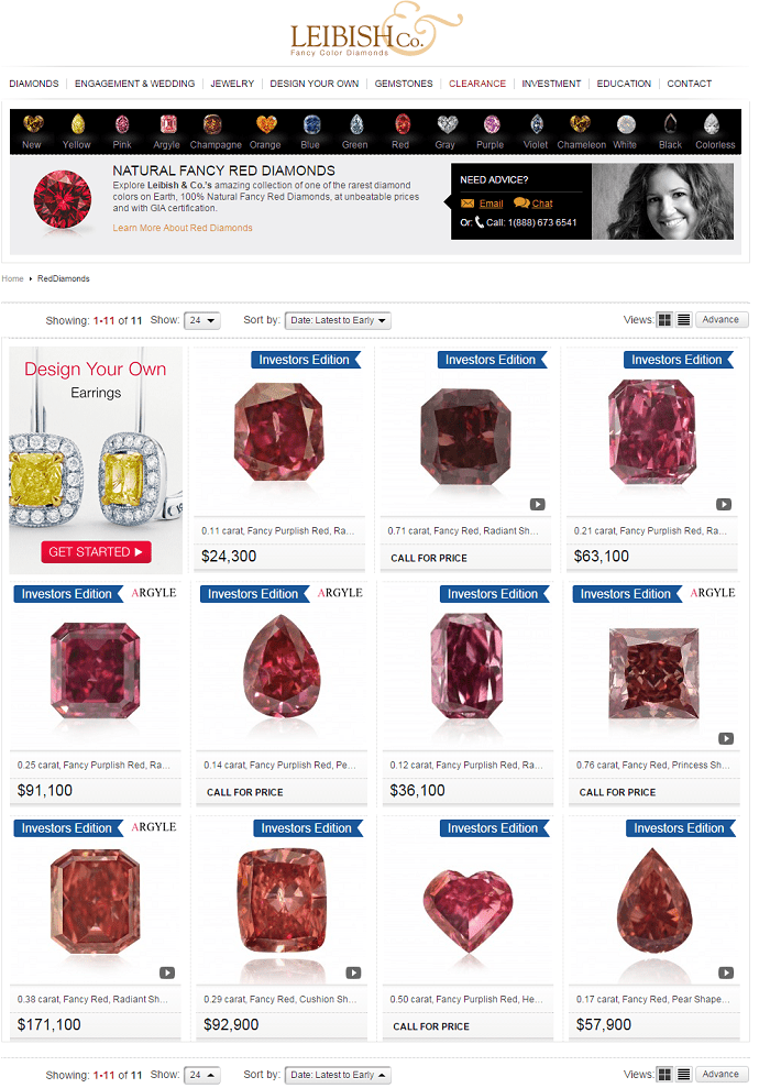 Leibish's Red Diamonds Page