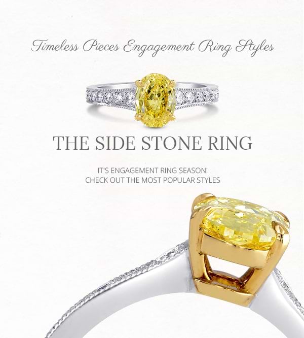 Side-stone diamond and gemstone rings