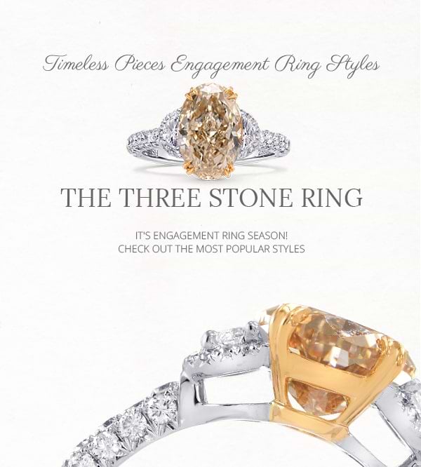 Three-stone diamond and gemstone ring styles