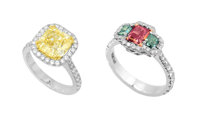 yellow and red diamonds engagement rings