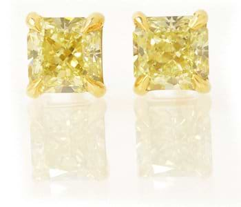 Yellow Diamond Stud Earrings