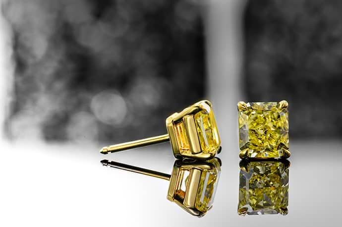 Canary yellow diamond store earrings for mens