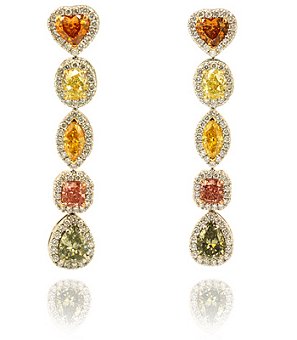 Yellow Orange Green Color Halo Drop Earrings