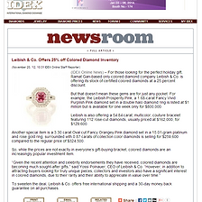 IDEX Newsroom - Leibish & Co. Offers 25% off Colored Diamond Inventory