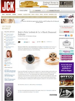 JCK Magazine - Britt’s Pick: Leibish & Co.’s Black Diamond Solitaire By Brittany Siminitz, JCK Marketplace Manager